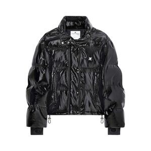 Courreges Women Vinyl Bomber Jacket With Contrasting Embroidered Ac Logo